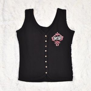Vintage Harley Davidson Button Up Tank Top.